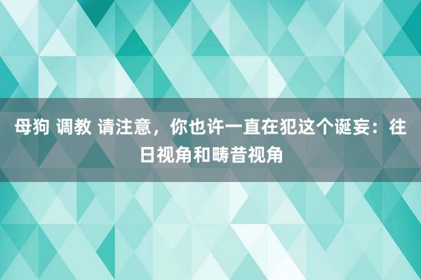 母狗 调教 请注意，你也许一直在犯这个诞妄：往日视角和畴昔视角